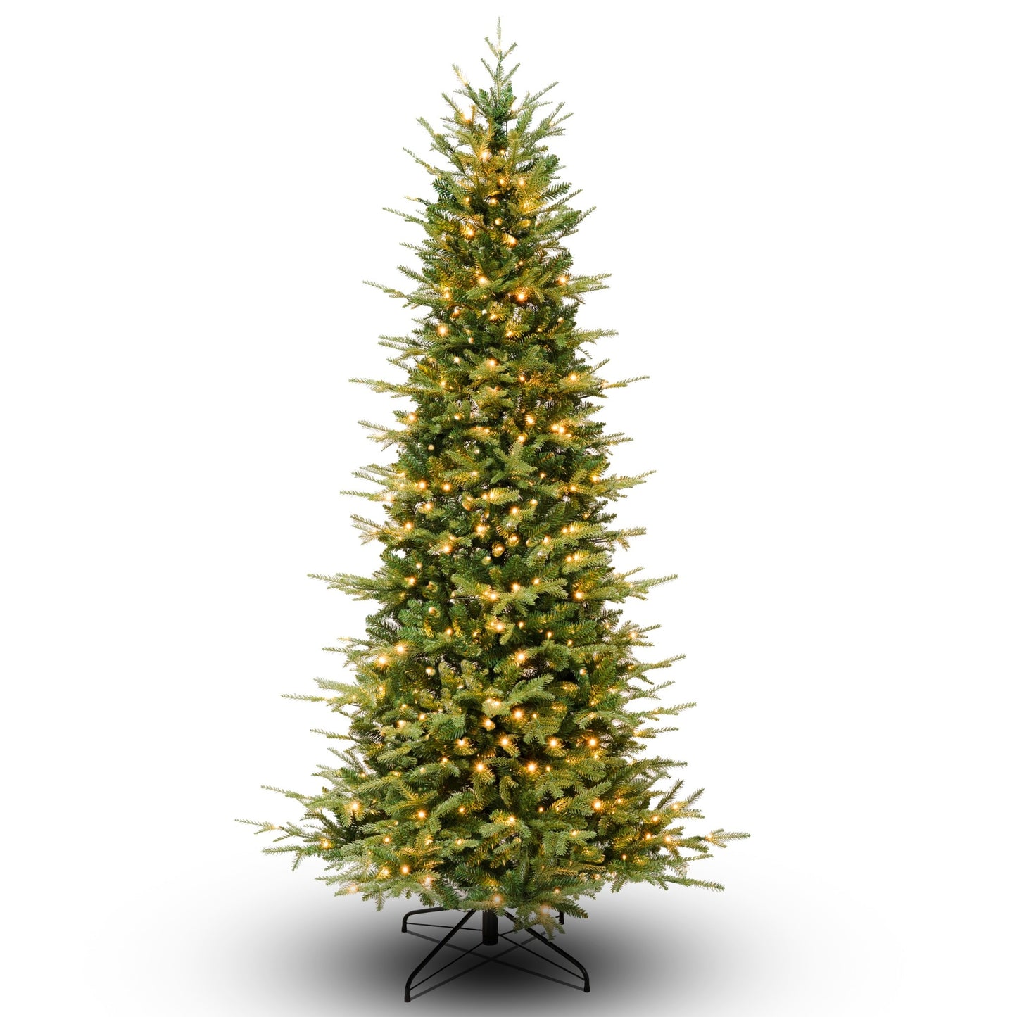 Aspen Royale Artificial Christmas Tree Pre-lit Warm White LED Lights, Metal Base (Unflocked)