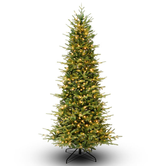 Aspen Royale Artificial Christmas Tree Pre-lit Warm White LED Lights, Metal Base (Unflocked)
