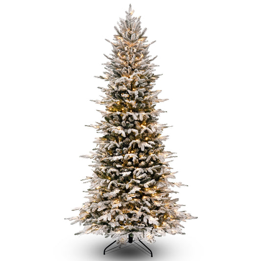 Aspen Royale Artificial Christmas Tree Pre-lit Warm White LED Lights, Metal Base (Flocked)