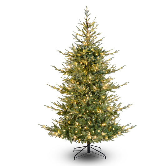 The Blue Ridge Premium Pine Christmas Tree LED Prelit 8 Light Functions, Full Coverage with Dense Branches, Metal Base