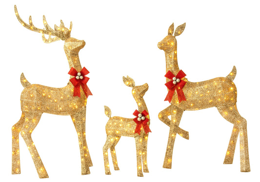 5Ft Large Lighted Outdoor Christmas Deer Set with LED Lights Weather-Resistant Reindeer