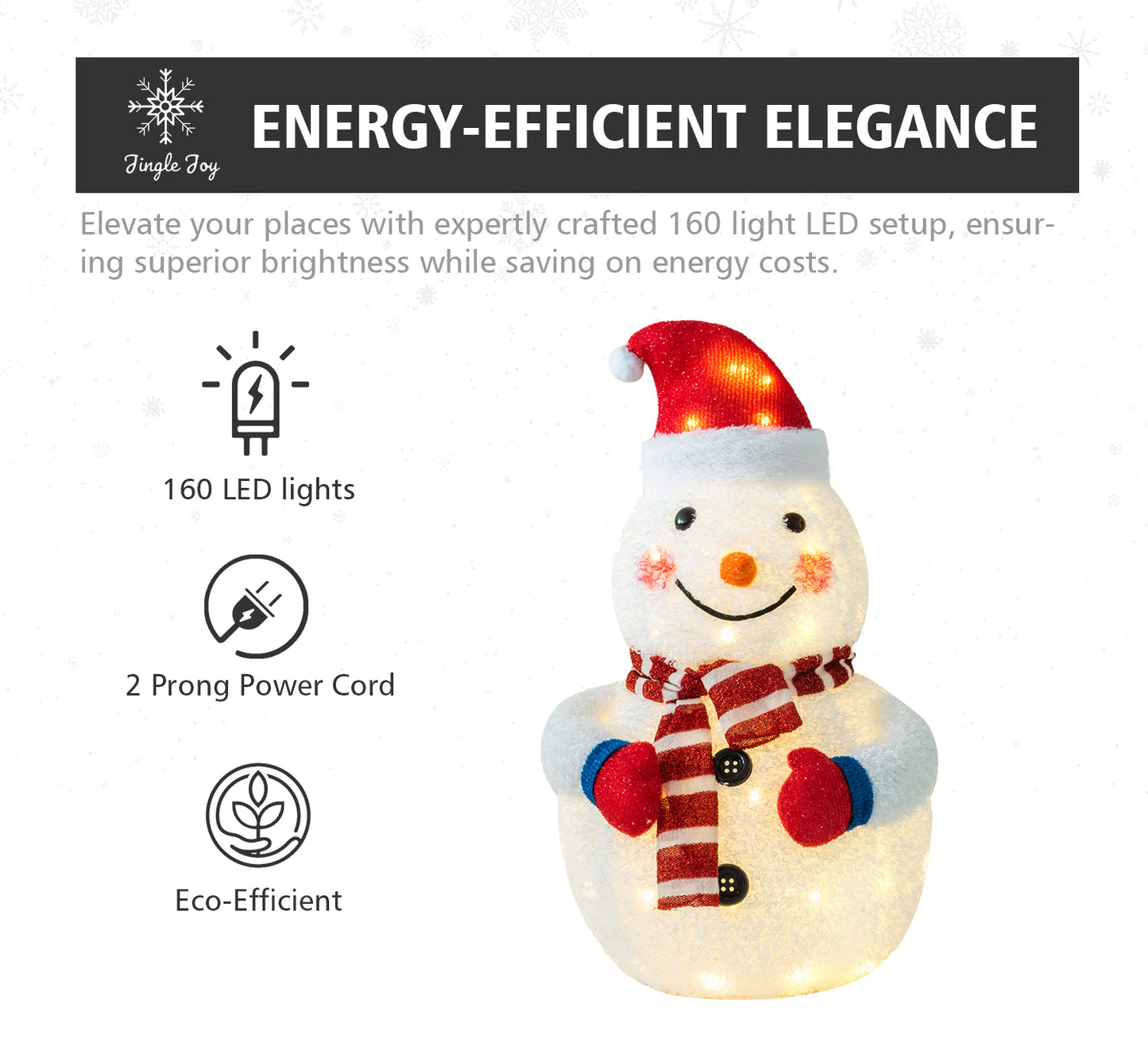 Jingle Joy 3-Piece 32-Inch LED Lighted Outdoor Snowman Family Set - Weather Resistant with Ground Stakes - Festival Winter Christmas Decorations - Holiday Yard, Lawn and Garden Decor - Trio Figurines