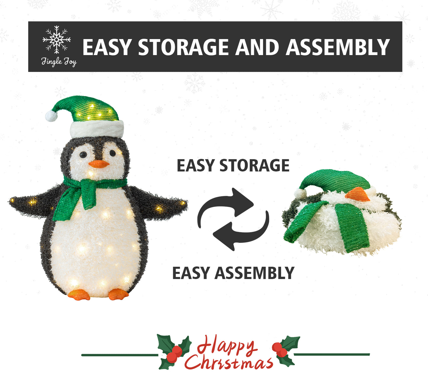 Jingle Joy 2-Piece 36-Inch LED Lighted Outdoor Penguin Family Set - Weather Resistant with Ground Stakes - Festive Winter Christmas Decorations - Holiday Yard, Lawn and Garden Decor