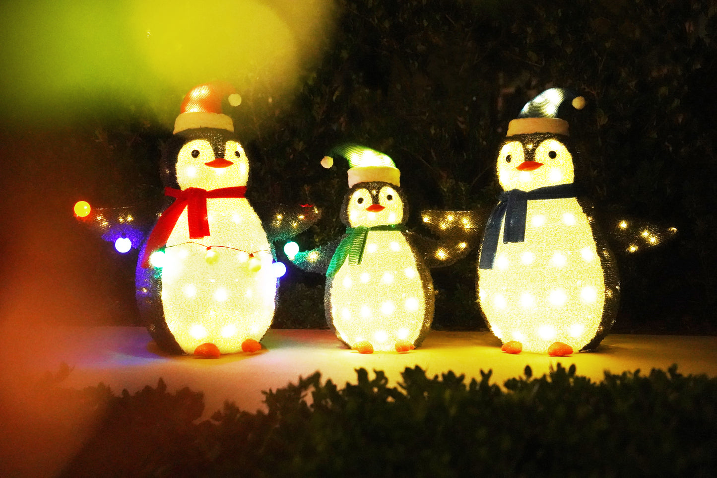 3-Piece 36-Inch LED Lighted Outdoor Penguin Family Set - Weather Resistant with Ground Stakes - Festive Winter Christmas Decorations - Holiday Yard, Lawn and Garden Decor