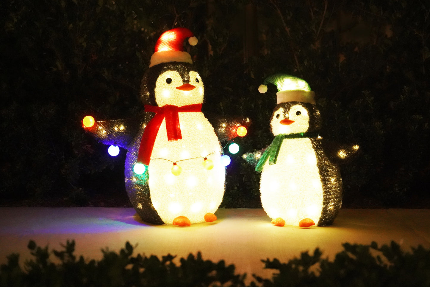 Jingle Joy 2-Piece 36-Inch LED Lighted Outdoor Penguin Family Set - Weather Resistant with Ground Stakes - Festive Winter Christmas Decorations - Holiday Yard, Lawn and Garden Decor