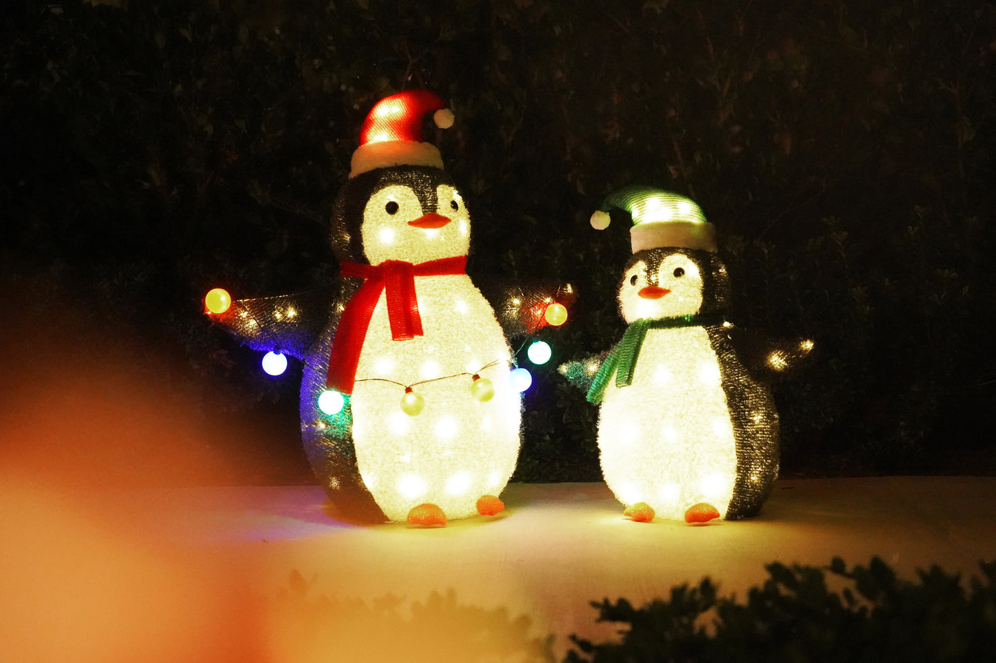 Jingle Joy 2-Piece 36-Inch LED Lighted Outdoor Penguin Family Set - Weather Resistant with Ground Stakes - Festive Winter Christmas Decorations - Holiday Yard, Lawn and Garden Decor